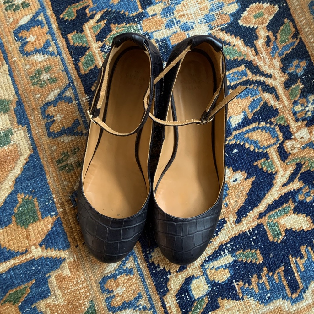 Sezane Ashley Babies - black croco heeled shoes